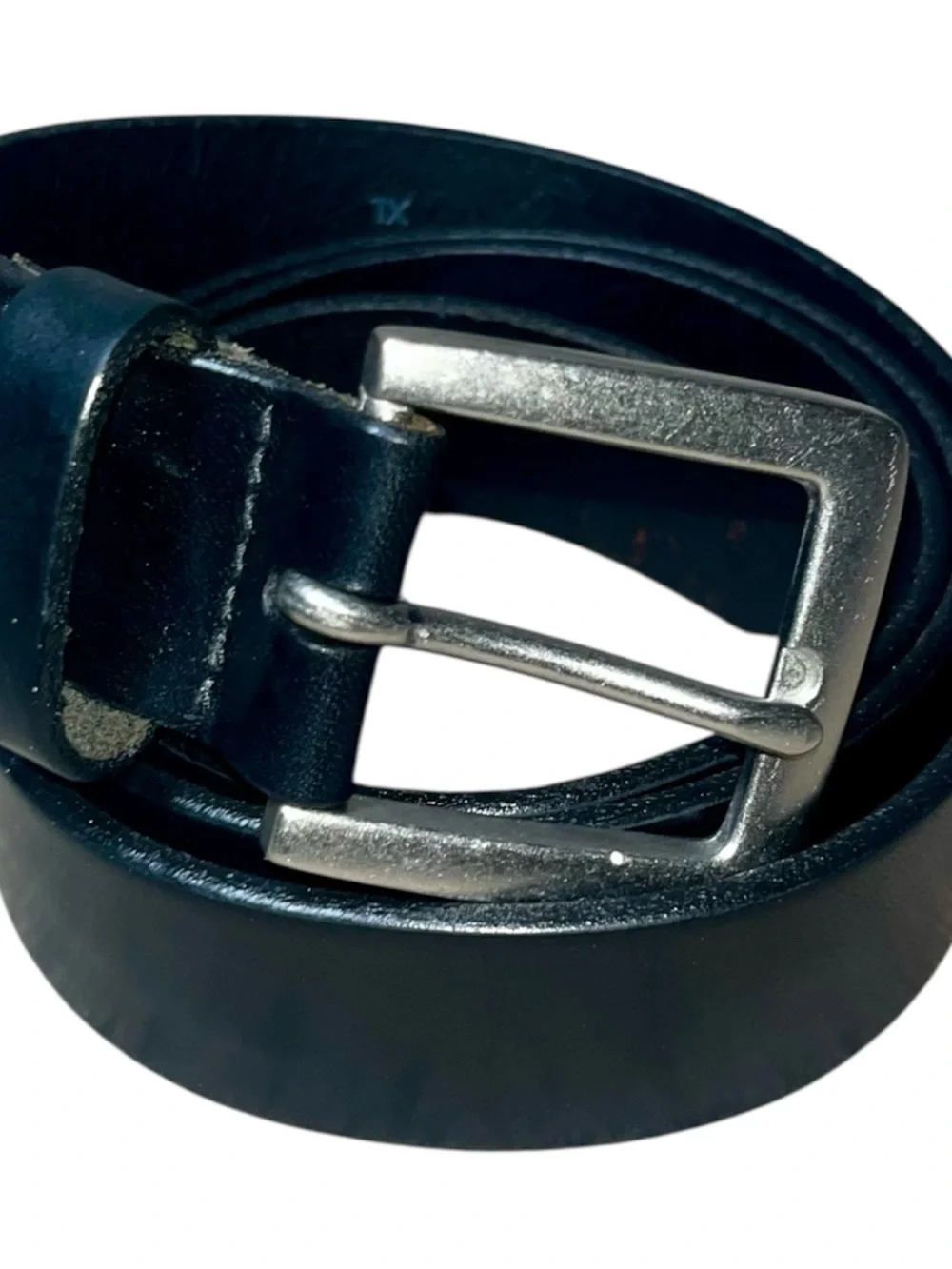 GAP Black Leather Belt Women’s XL USA Made Cowhide Silver Buckle